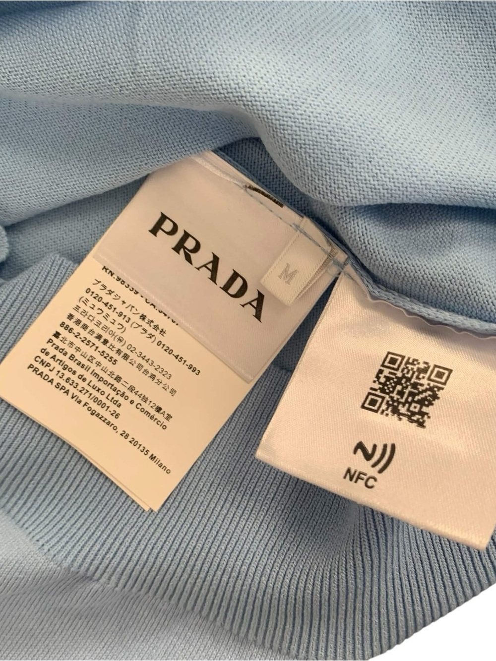Prada Light Blue Crewneck Sweatshirt with Black Logo - Picture 6 of 6